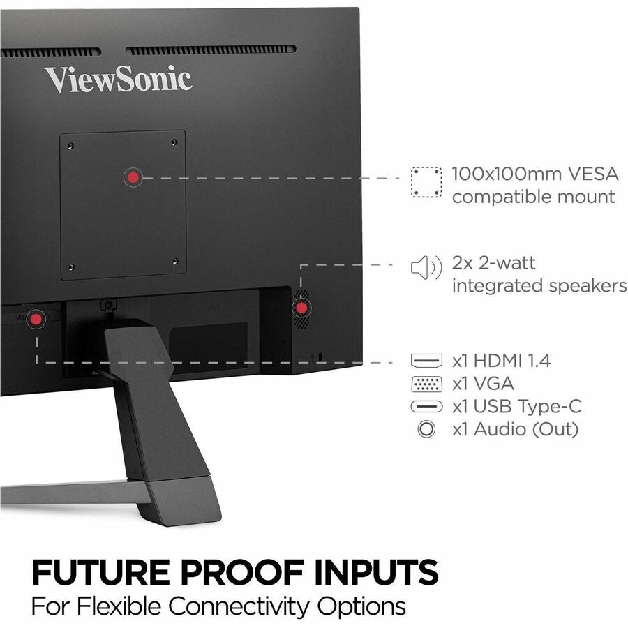 ViewSonic VX2467U 24" Full HD IPS Monitor with USB-C, 65W Charging, 75Hz Refresh Rate