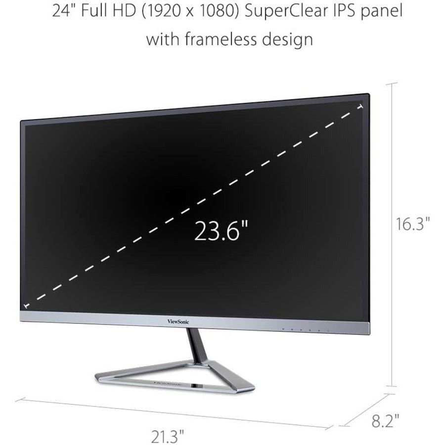 ViewSonic VX2476 - SMHD 24" Full HD 1080P IPS Monitor with FreeSync, Ultra - Slim Design & Flexible Connectivity - Store 42
