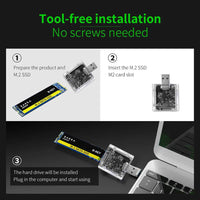 VKTECH M2 SSD Enclosure USB 3.0 5Gbps Portable Adapter for 2230/2242/2260/2280 Drives