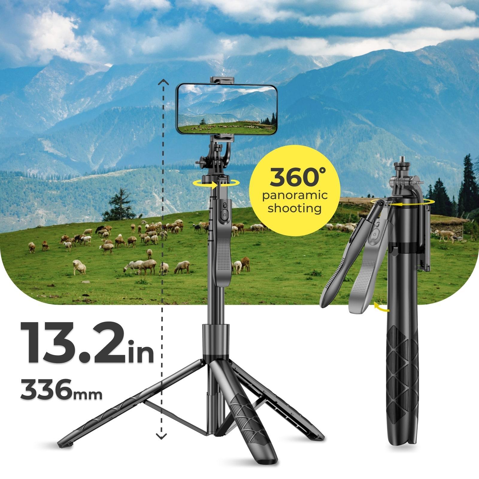 VlogX 62" Adjustable Tripod with 3W LED Light, 360° Rotation & Bluetooth Remote for Phones