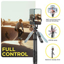 VlogX 62" Adjustable Tripod with 3W LED Light, 360° Rotation & Bluetooth Remote for Phones