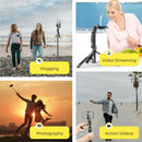 VlogX 62" Adjustable Tripod with 3W LED Light, 360° Rotation & Bluetooth Remote for Phones