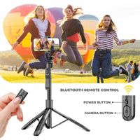 VlogX 62" Adjustable Tripod with 3W LED Light, 360° Rotation & Bluetooth Remote for Phones
