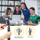 VlogX 62" Adjustable Tripod with 3W LED Light, 360° Rotation & Bluetooth Remote for Phones