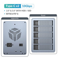 Yottamaster FS5C3 10Gbps USB-C 5-Slot HDD/SSD Enclosure - High-Speed Data Transfer & Daisy-Chain Support USB C NO RAID United States