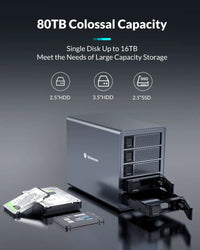 Yottamaster FS5C3 10Gbps USB-C 5-Slot HDD/SSD Enclosure - High-Speed Data Transfer & Daisy-Chain Support