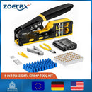 ZoeRax 8 In 1 RJ45 Crimp Tool Kit With 50 Cat6 Connectors - Ergonomic Design For Network Upgrades United States