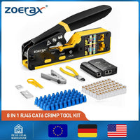 ZoeRax 8 In 1 RJ45 Crimp Tool Kit With 50 Cat6 Connectors - Ergonomic Design For Network Upgrades United States
